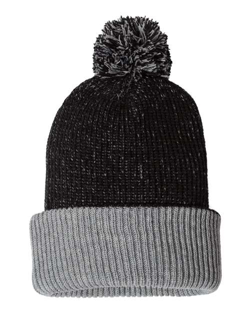 12" Speckled Pom-Pom Cuffed Beanie