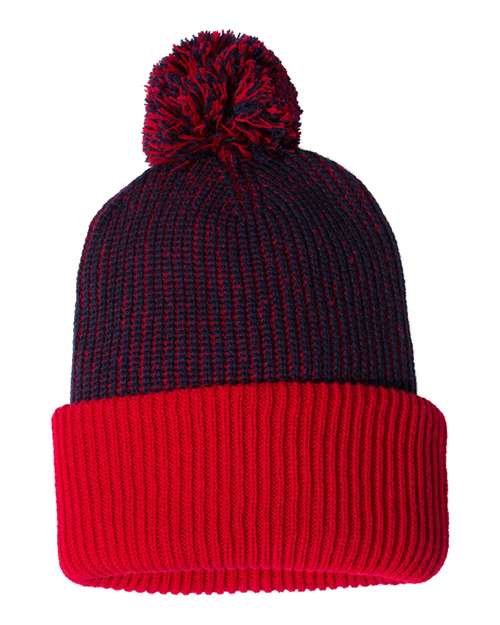 12" Speckled Pom-Pom Cuffed Beanie