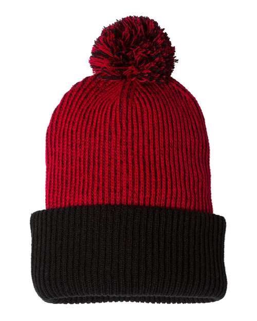 12" Speckled Pom-Pom Cuffed Beanie